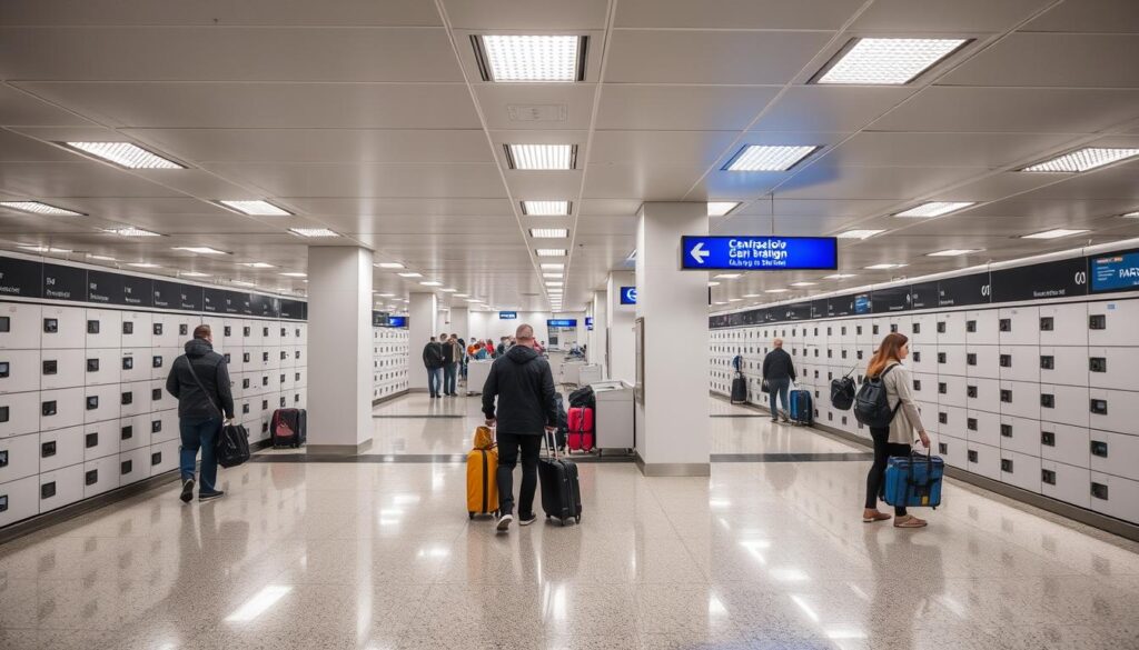 A bustling interior of Krakow's main train station, Krakow Glowny, showcasing the luggage storage facilities. The scene features a spacious, well-lit area with neatly organized lockers and storage units, reflecting the efficient and convenient nature of the service. Travelers can be seen accessing their belongings, creating a sense of active use and function. The composition emphasizes the clean, modern design of the facility, with sleek lines, neutral tones, and a professional, service-oriented atmosphere. The image is captured with an iPhone 16 Pro Max, providing a realistic, high-quality representation of the subject. A bustling interior of Krakow's main train station, Krakow Glowny, showcasing the luggage storage facilities. The scene features a spacious, well-lit area with neatly organized lockers and storage units, reflecting the efficient and convenient nature of the service. Travelers can be seen accessing their belongings, creating a sense of active use and function. The composition emphasizes the clean, modern design of the facility, with sleek lines, neutral tones, and a professional, service-oriented atmosphere. The image is captured with an iPhone 16 Pro Max, providing a realistic, high-quality representation of the subject.