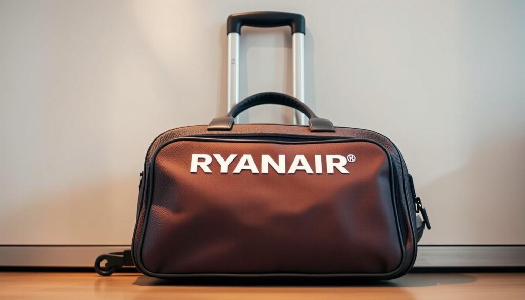 A traveler's carry-on luggage, neatly packed with essential items, rests against a sleek and modern backdrop. The Ryanair logo stands prominently on the bag, signifying its compliance with the airline's strict size and weight regulations. Soft, diffused lighting illuminates the scene, casting a warm glow on the textured fabric of the suitcase. The composition is balanced, with the bag positioned at a slight angle to create visual interest. The image captures the practical and efficient nature of Ryanair's baggage policy, providing a clear visual representation of the "Bagaż Ryanair" section of the article. A traveler's carry-on luggage, neatly packed with essential items, rests against a sleek and modern backdrop. The Ryanair logo stands prominently on the bag, signifying its compliance with the airline's strict size and weight regulations. Soft, diffused lighting illuminates the scene, casting a warm glow on the textured fabric of the suitcase. The composition is balanced, with the bag positioned at a slight angle to create visual interest. The image captures the practical and efficient nature of Ryanair's baggage policy, providing a clear visual representation of the "Bagaż Ryanair" section of the article.